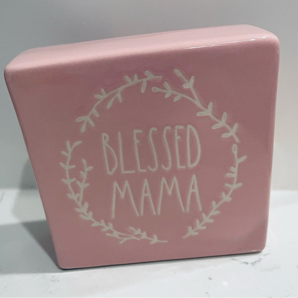 Rae Dunn Blessed Mama pink decor artisan collection by magenta